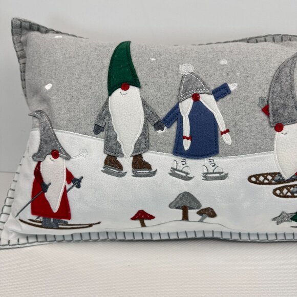 Christmas Gnomes Winter Scene Rectangular Throw Pillow Gray 10"x26" Storehouse - Picture 2 of 13